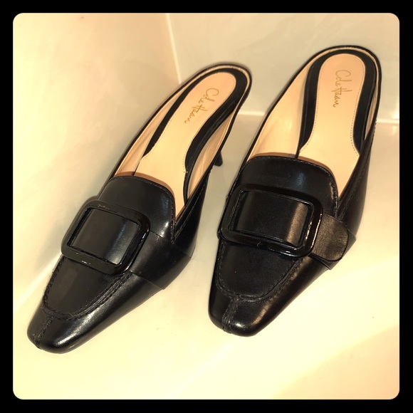 $150 ⭐️NEW⭐️Cole Haan Black Leather Kitten Mules - Picture 6 of 14